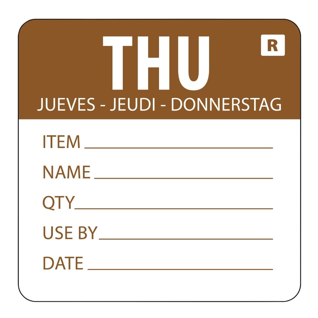 Hygiplas verwijderbare dag van de week labels donderdag (500 stuks)