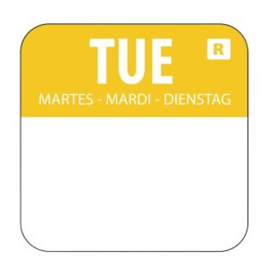 Hygiplas afneembare voedseletiketten dinsdag kleurcode geel (1000 stuks)