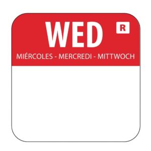 Hygiplas verwijderbare kleurgecodeerde voedseletiketten Woensdag (1000 stuks)