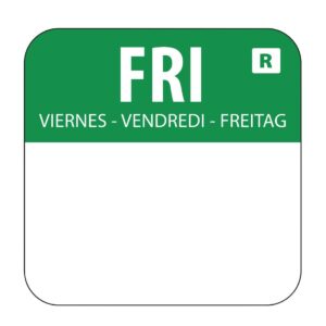 Hygiplas Verwijderbare kleurgecodeerde voedseletiketten Vrijdag (1000 stuks)