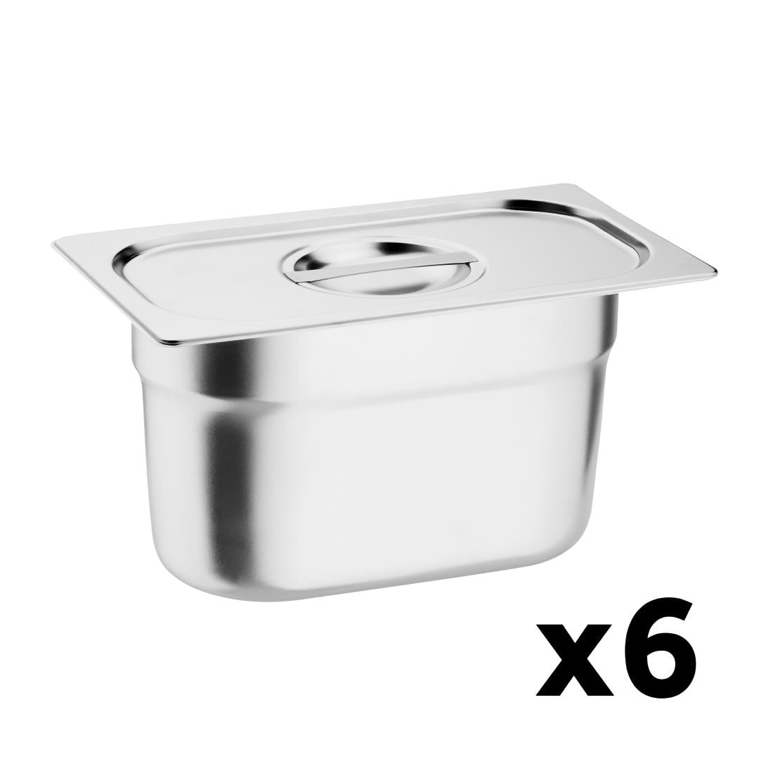 Vogue gastronorm bak set met deksels 1/9 (6 stuks)