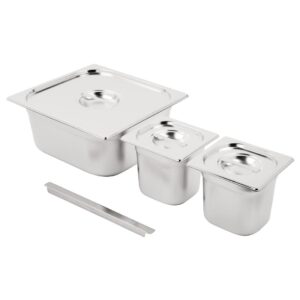 Vogue RVS Gastronorm Bakken Set 2x 1/6 en 2/3 Met Deksels