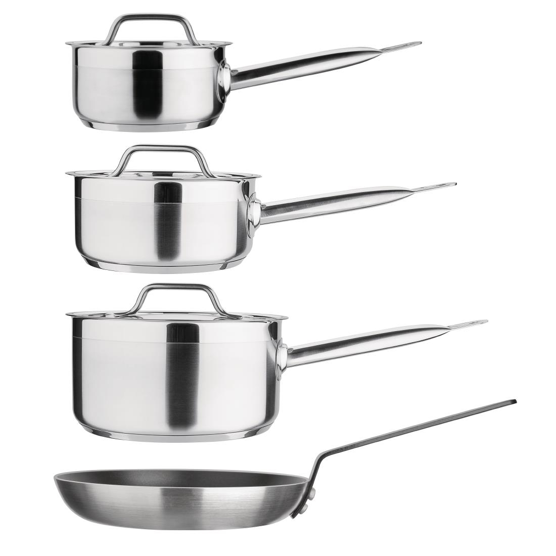 Nisbets Essentials Cook Like A Pro 4-Delige Steelpan- En Koekenpannenset