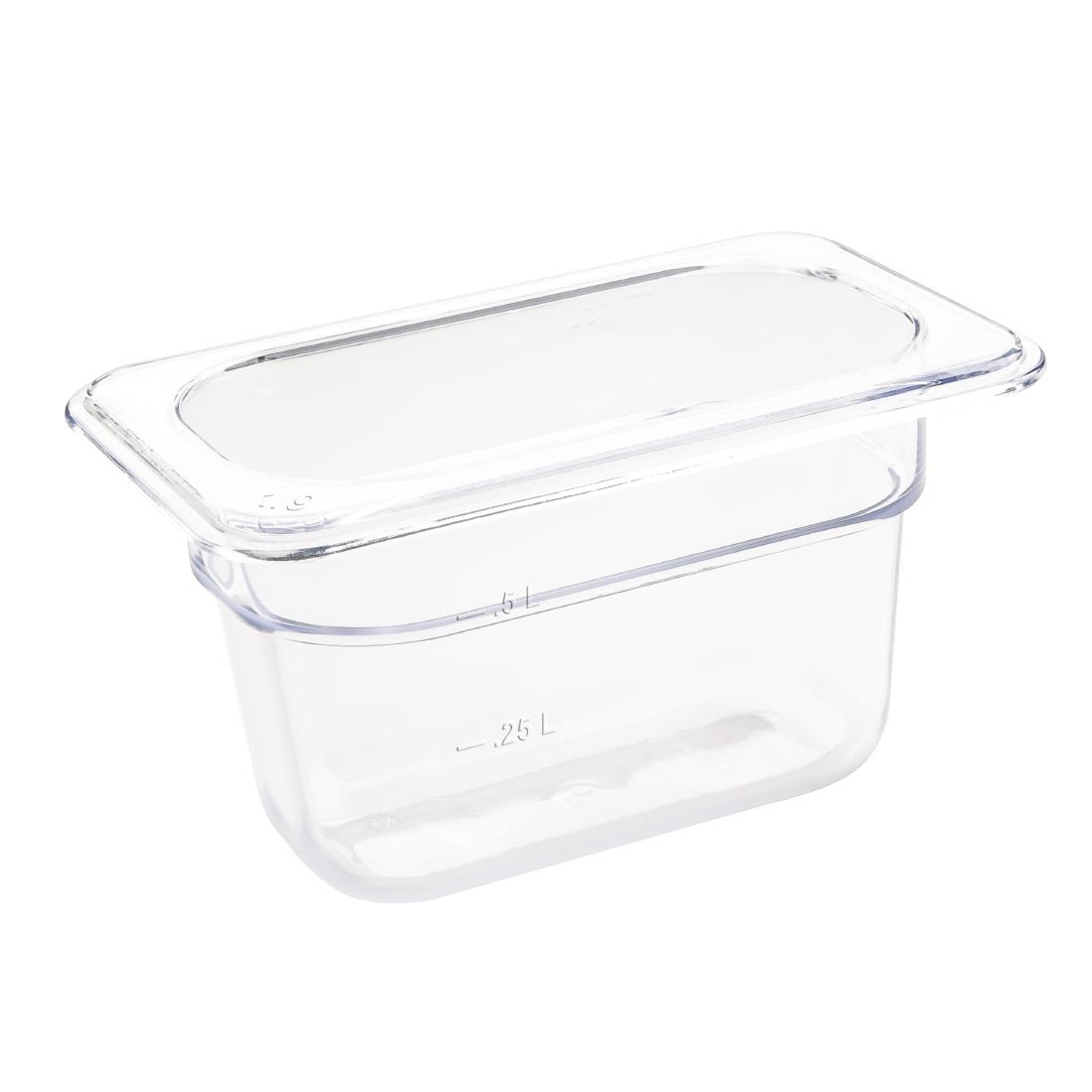 Vogue polycarbonaat 1/9 gastronorm container 100mm helder