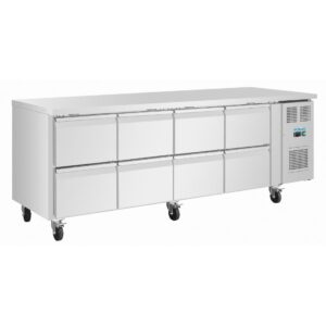 Polar U Series RVS koelwerkbank gastronorm met 8 laden
