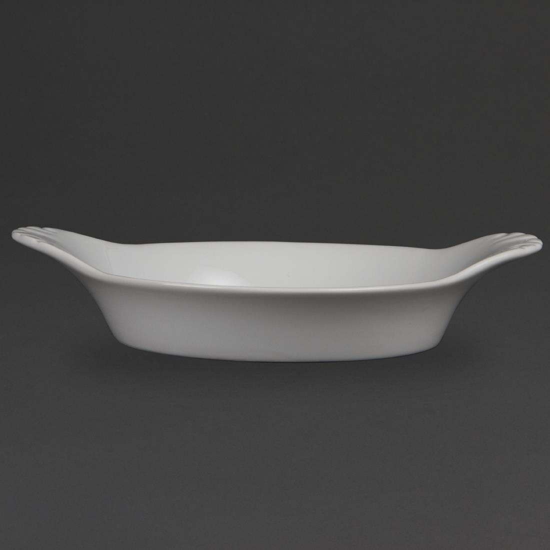 Olympia Whiteware ronde gratineerschalen met handvatten 22cm (6 stuks)