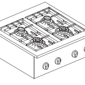 DROPIN GAS KOOKUNIT 4 BR. 18KW